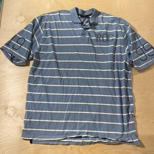 Rocawear Blue and White Striped Polo Shirt 4X (CI)